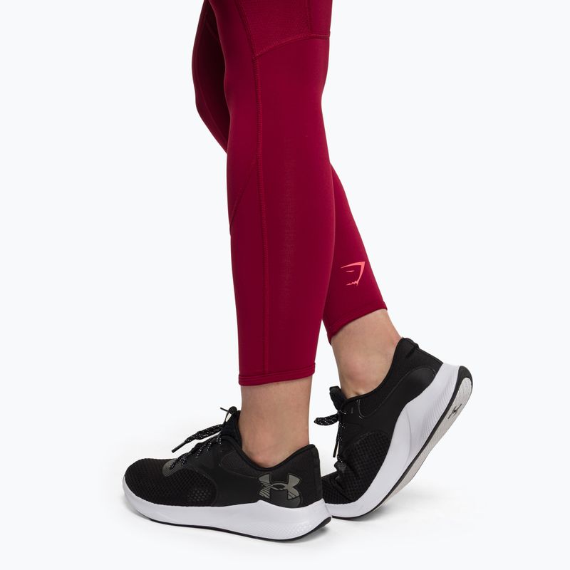 Damen Trainingsleggings Gymshark Pulse bordeauxrot 5