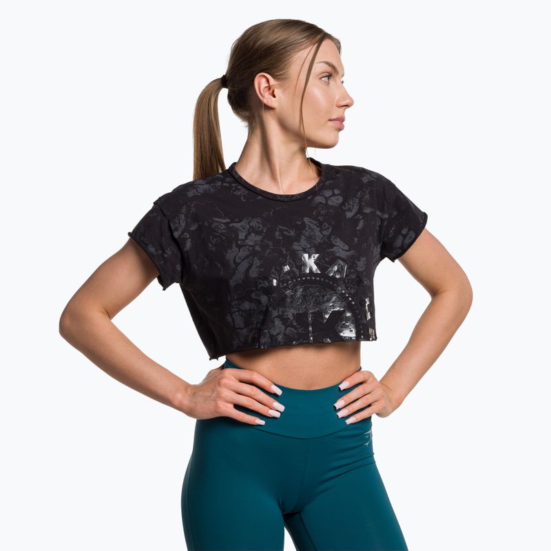 Damen Gymshark KK Twins Raw Crop Top schwarz/grau