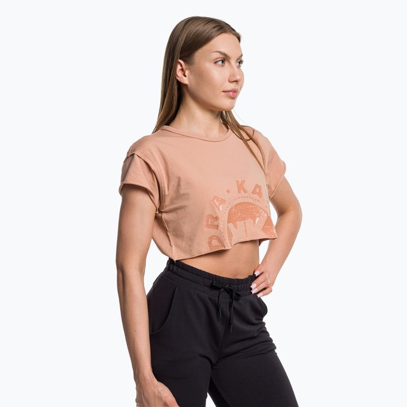 Damen Gymshark KK Twins Raw Crop Top warm buff