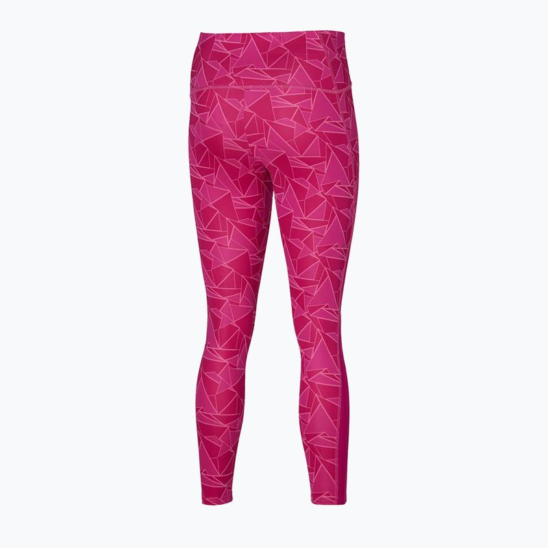 Damen-Laufleggings Mizuno 7/8 bedruckt pink peacock 2