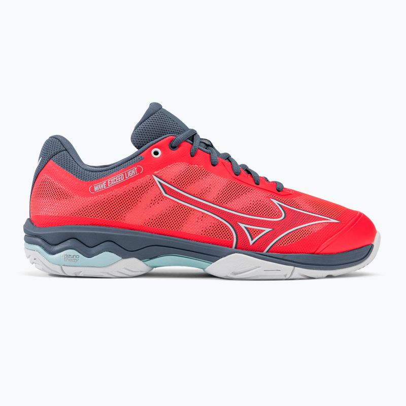 Damen Tennisschuhe Mizuno Wave Exceed Light AC Fierry Coral 2/Weiß/China Blau 61GA221958 2