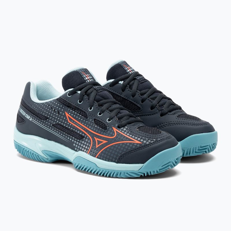 Kinder-Tennisschuhe Mizuno Exceed Star CC kollegial blau/soleil/tanager/türkis