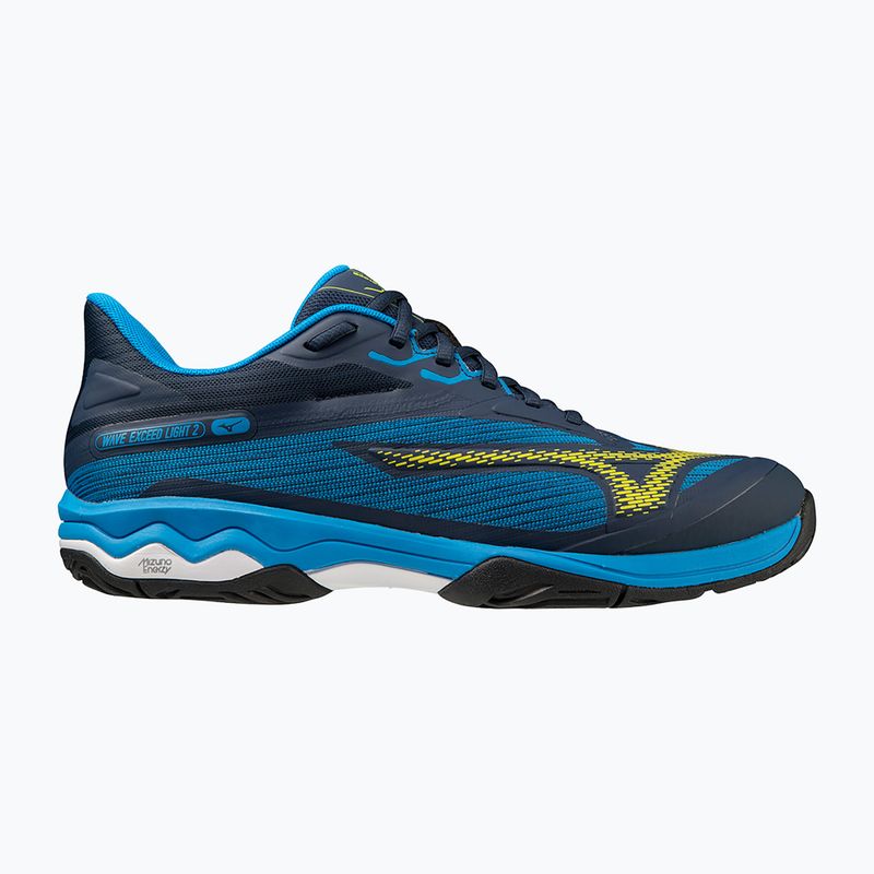 Herren-Tennisschuhe Mizuno Wave Exceed Light 2 AC Kleid blauen / bolt2 neon / clolsonne 7