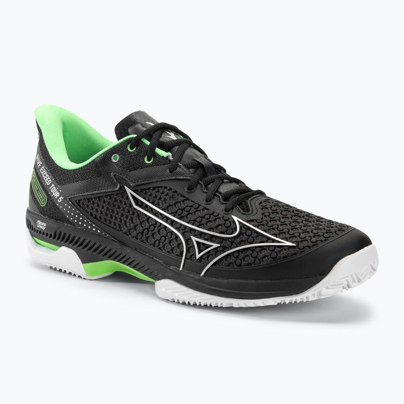 Herren Tennisschuhe Mizuno Wave Exceed Tour 5 CC schwarz / silber / techno grün