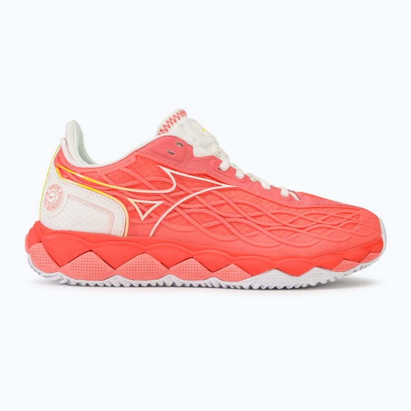 Damen Tennisschuhe Mizuno Wave Enforce Tour CC candy coral/now white/neon flame 2