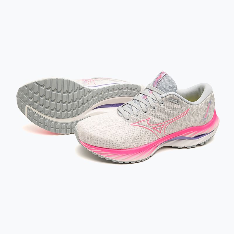 Damen Laufschuhe Mizuno Wave Inspire 19 Schnee weiß/ hi vis rosa/ lila Punch 15