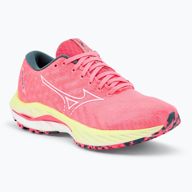 Damen Laufschuhe Mizuno Wave Inspire 19 hi vis rosa/ schneeweiß/ leuchtend