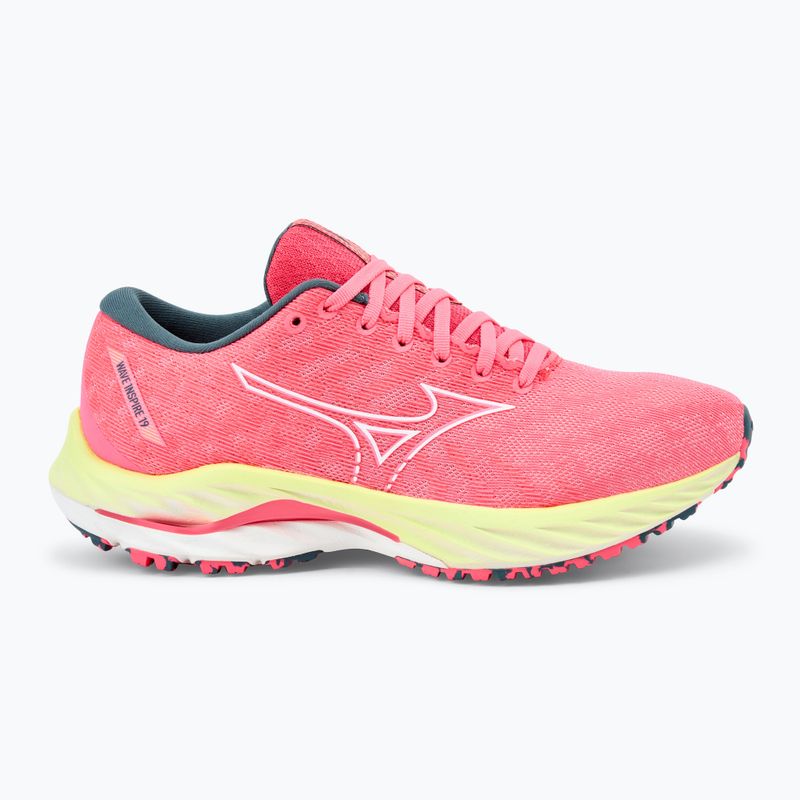 Damen Laufschuhe Mizuno Wave Inspire 19 hi vis rosa/ schneeweiß/ leuchtend 2