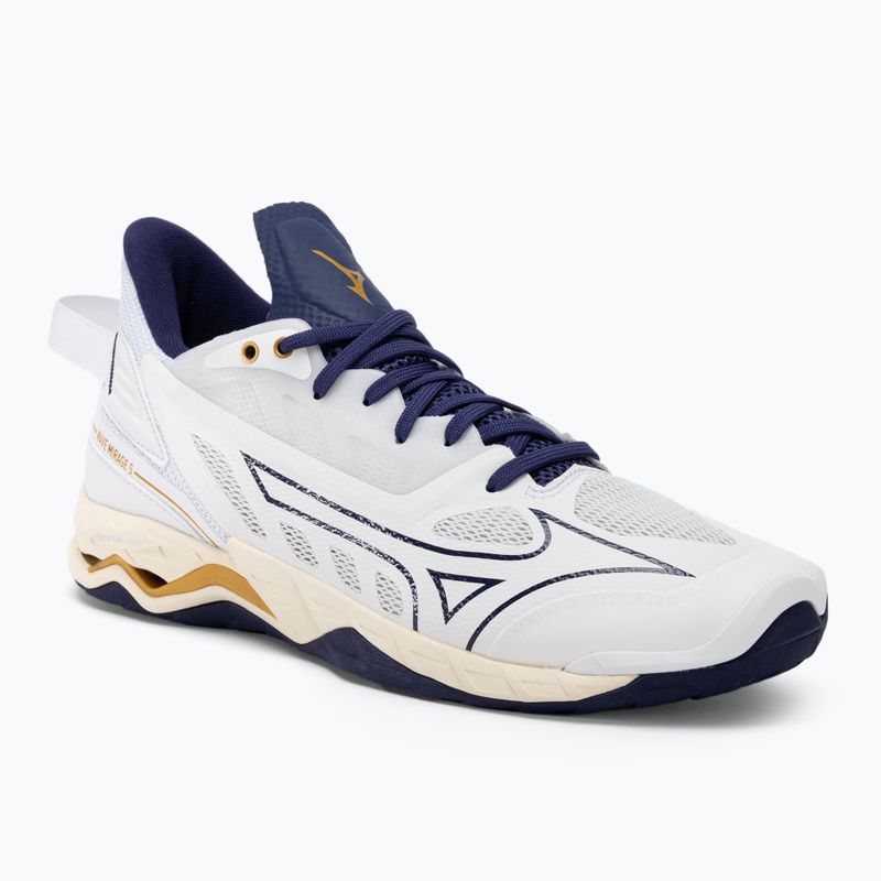 Handballschuhe Herren Mizuno Wave Mirage 5 white/bribbon/mp gold