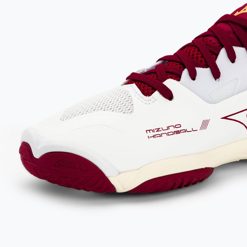 Handballschuhe Damen Mizuno Wave Mirage 5 white/cabernet/mp gold 7