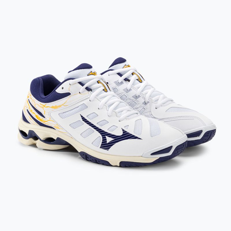 Herren Volleyball Schuhe Mizuno Wave Voltage weiß / blaues Band / mp gold 5