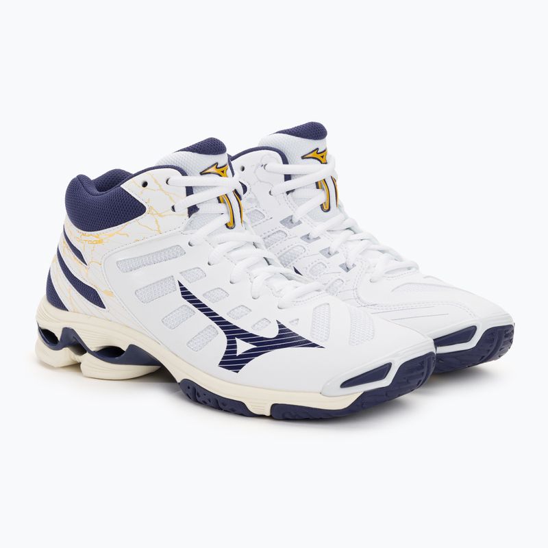 Herren Volleyball Schuhe Mizuno Wave Voltage Mid weiß / blaues Band / mp gold 5