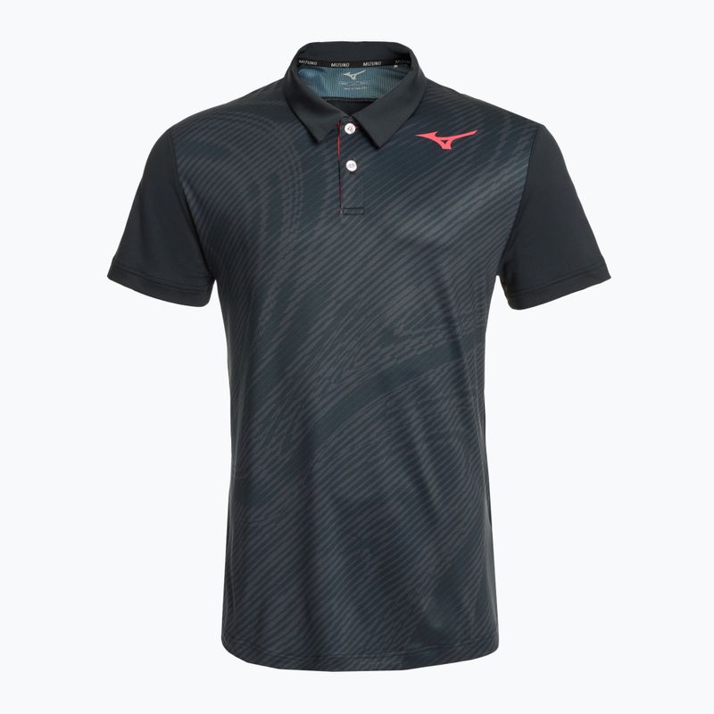 Herren Tennis-Polo-Shirt Mizuno Charge Shadow Polo schwarz