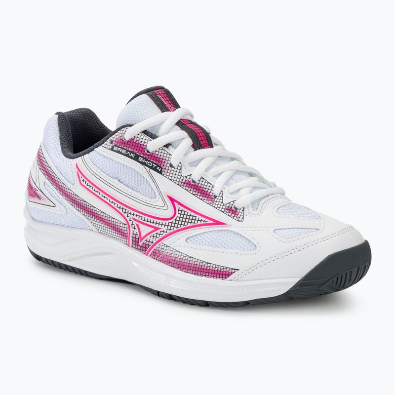 Damen Tennisschuhe Mizuno Break Shot 4 AC weiß / rosa tetra / Turbulenz