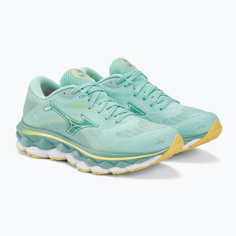 Damen Laufschuhe Mizuno Wave Sky 7 Eierschalenblau/Weiß/Sonnenschein 5