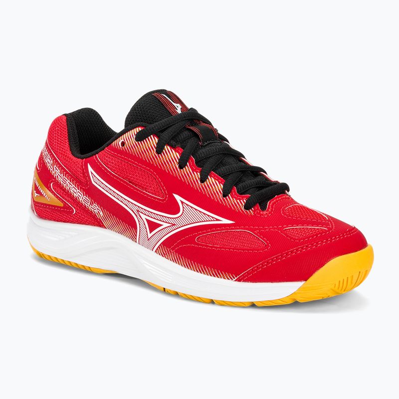 Mizuno Stealth Star 2 Jr Kinderhandballschuhe strahlend rot/weiß/carrot curl