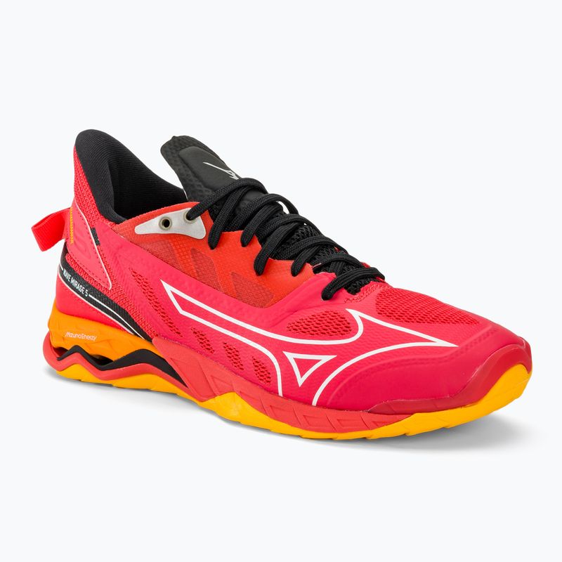 Herren Handballschuhe Mizuno Wave Mirage 5 strahlend rot/weiß/carrot curl