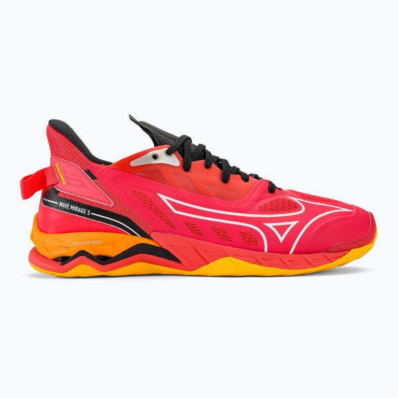 Herren Handballschuhe Mizuno Wave Mirage 5 strahlend rot/weiß/carrot curl 2