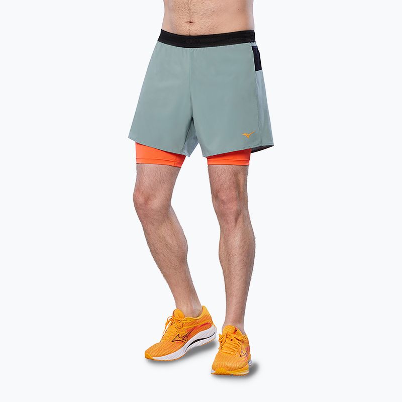 Mizuno ER 5.5 2in1 Blei/Schildkröte Laufshorts für Herren