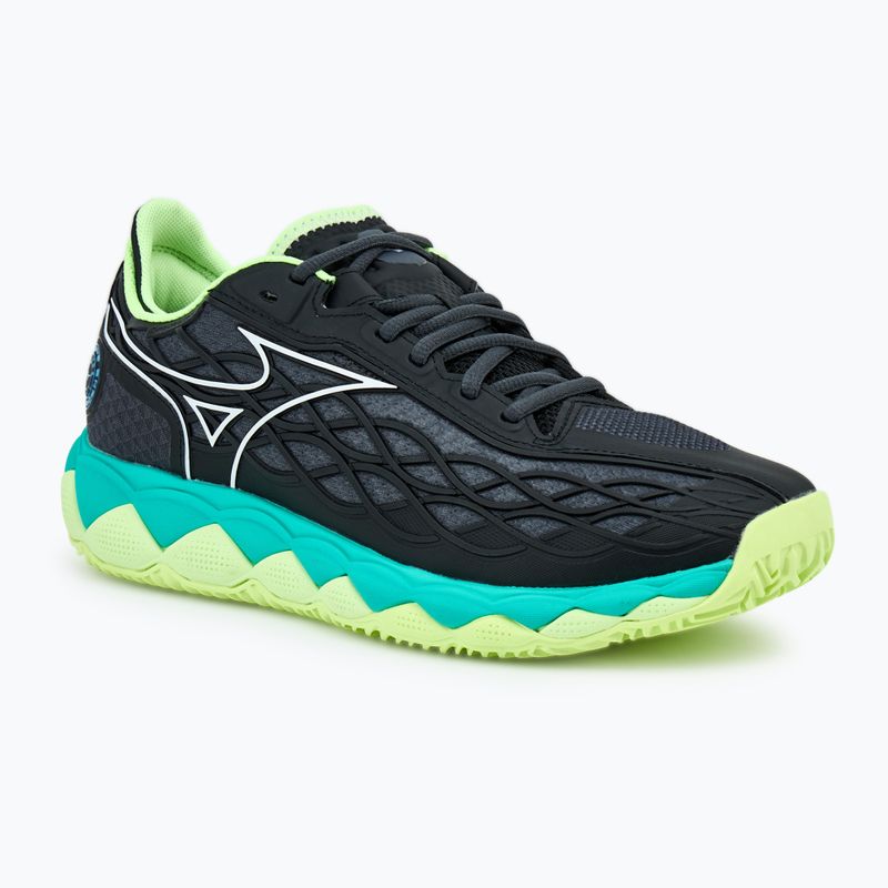 Herren Tennisschuhe Mizuno Wave Enforce Tour CC schwarz/weiß/mizuno neo lime