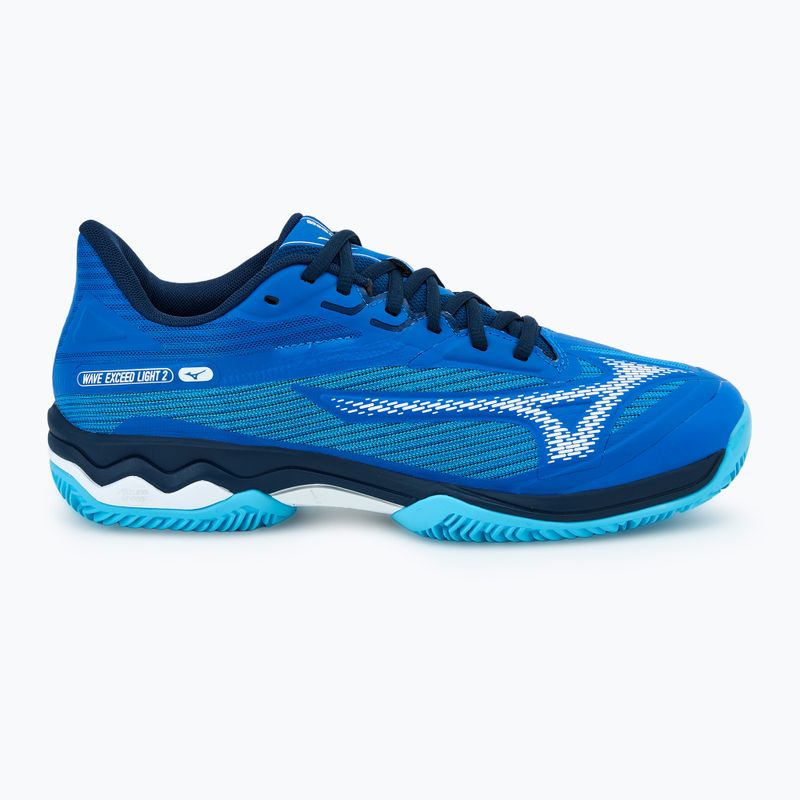 Herren Tennisschuhe Mizuno Wave Exceed Light 2 CC mugen Blau/Weiß/Flussblau 2