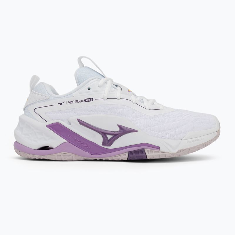 Mizuno Wav Stealth Neo 2 Handballschuh weiß / navy Pfingstrose / Pfirsich Parfait 2