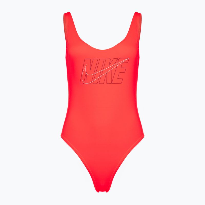 Nike Multi-Logo-Badeanzug für Damen in Karminrot