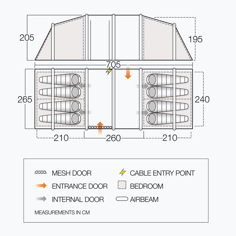 Vango Castlewood Air 800XL Paket Mineral grün 8-Personen-Campingzelt 5