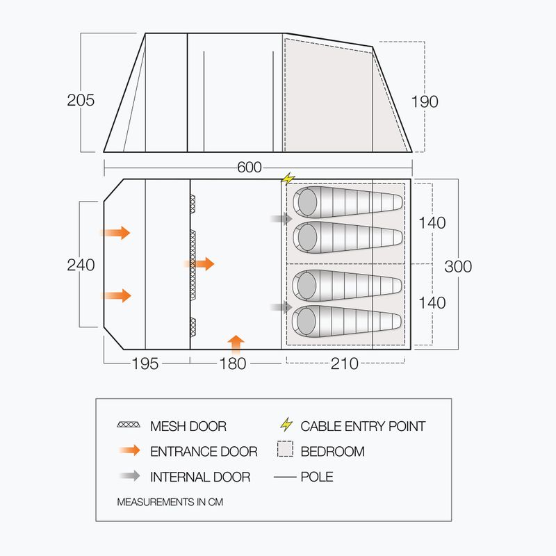 Vango Lismore 450 Paket Mineral grün 4-Personen-Campingzelt 9