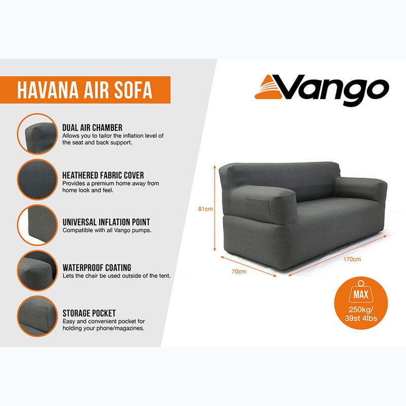 Vango Havana Air aufblasbares Sofa grau 8