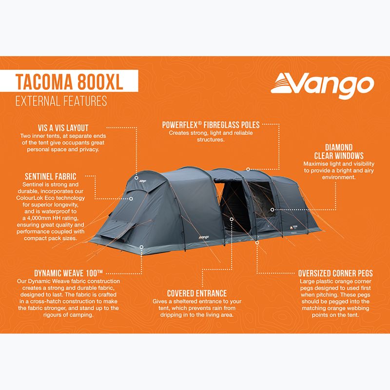 Campingzelt für 8 Personen Vango Tacoma 800XL tiefblau 14