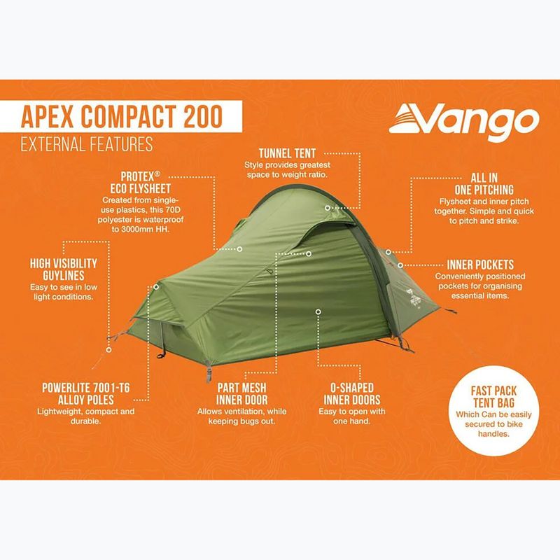 2‑Personen-Trekkingzelt Vango Apex Compact 200 forest green 13