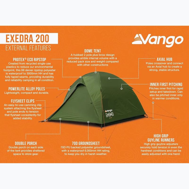2‑Personen-Trekkingzelt Vango Exedra 200 forest green 11