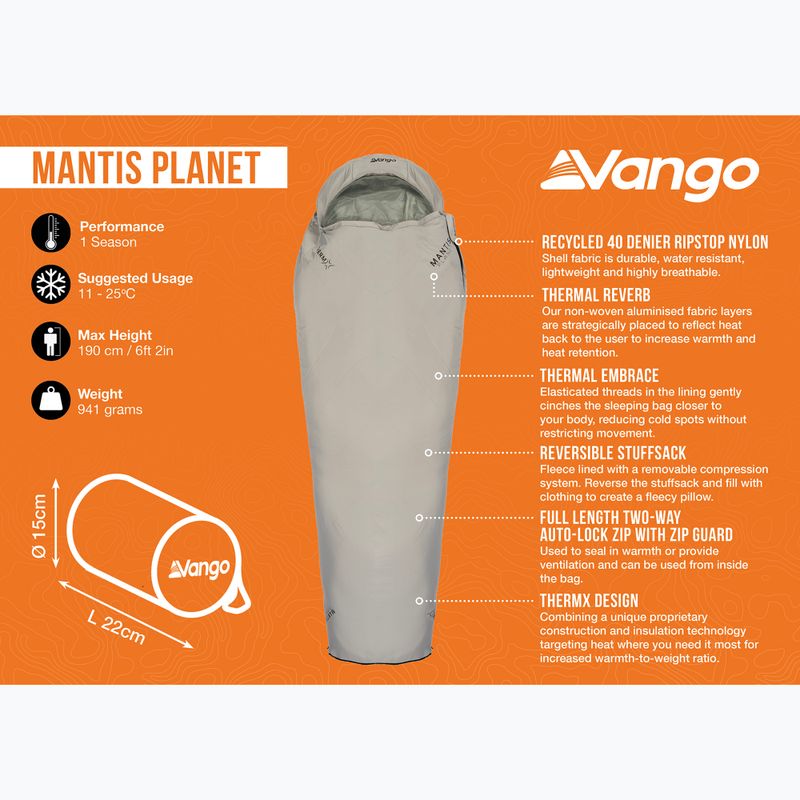 Vango Mantis Planet grau Flanell Schlafsack 14