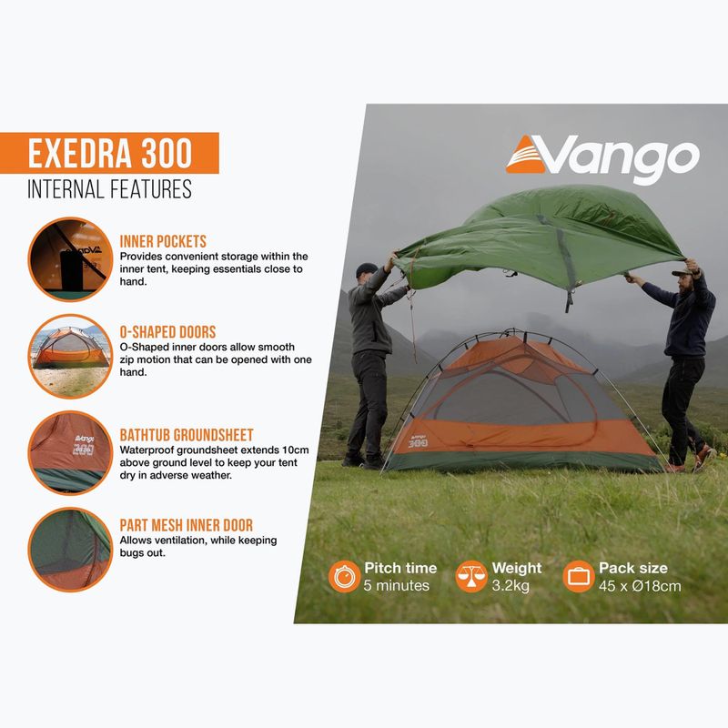 3‑Personen Trekkingzelt Vango Exedra 300 forest green 13