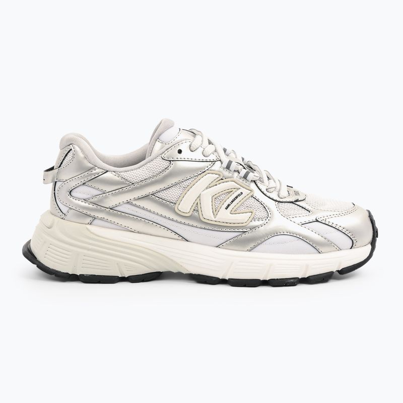 KARL LAGERFELD Damen Schuhe Orion Sidetrim weißes Leder/Textil m/Silber