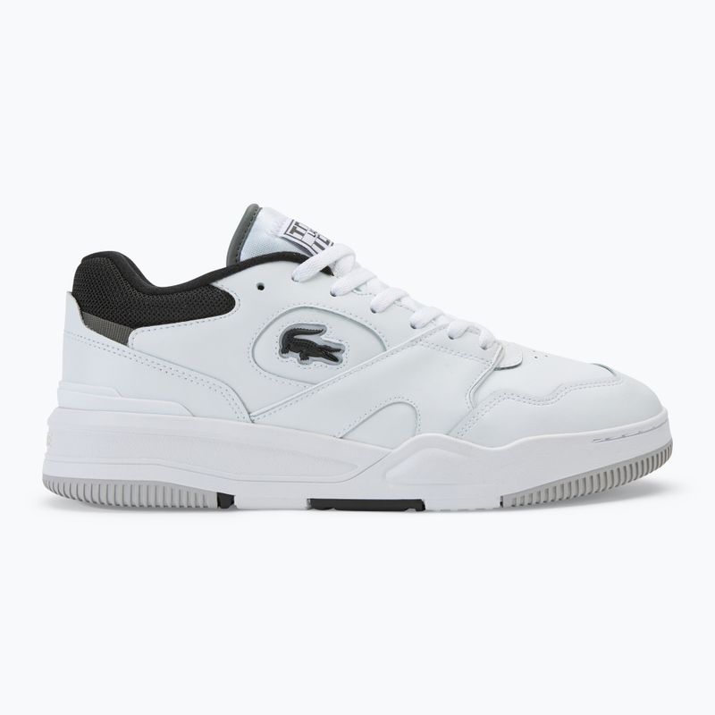 Herren Lacoste Lineshot Kontrastierter Kragen Leder weiß/schwarz Schuhe 2