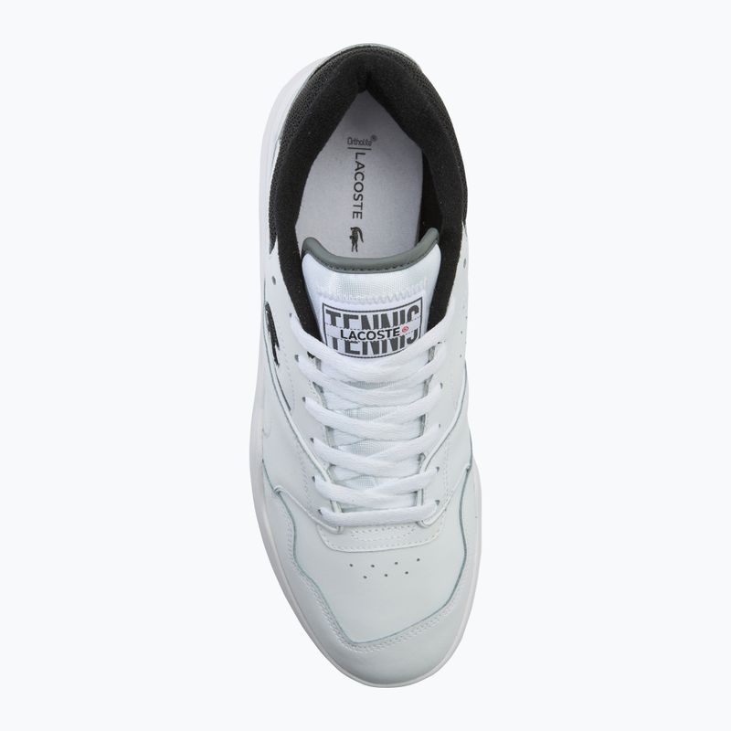 Herren Lacoste Lineshot Kontrastierter Kragen Leder weiß/schwarz Schuhe 5