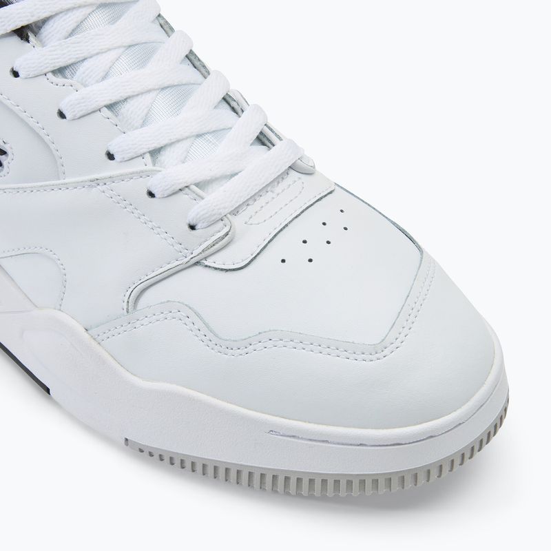 Herren Lacoste Lineshot Kontrastierter Kragen Leder weiß/schwarz Schuhe 7