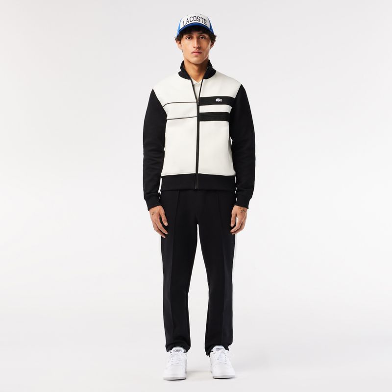 Herren Lacoste Lineshot Kontrastierter Kragen Leder weiß/schwarz Schuhe 15