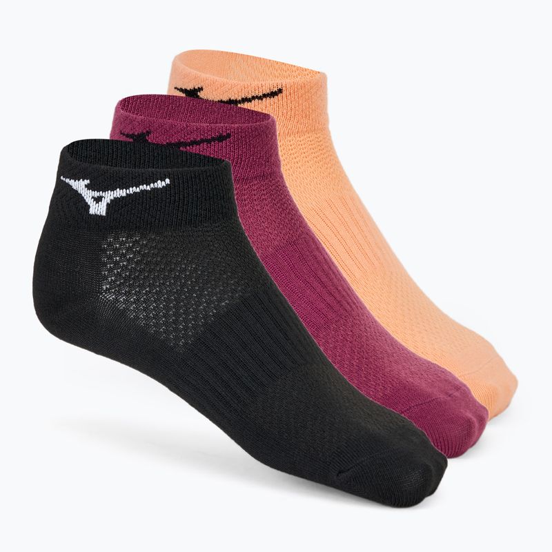 Mizuno Training Mid Socken 3 Paar schwarz/apricot ice/violett quatz