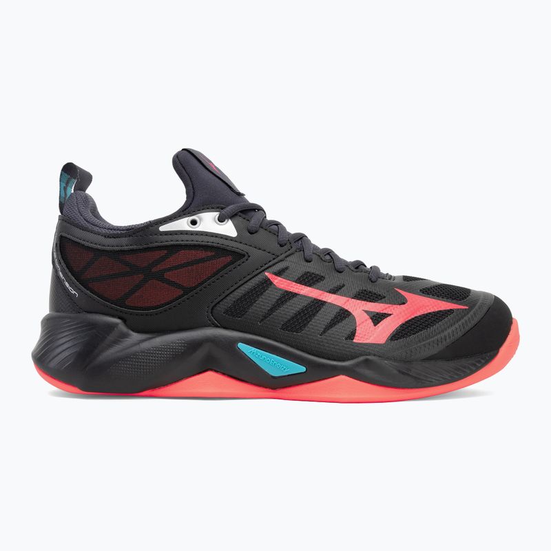 Volleyballschuhe Mizuno Wave Dimension black/neon flame/peacock blue 2