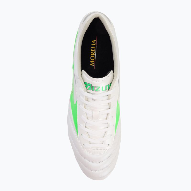 Fußballschuhe Herren Mizuno Morelia II Elite Md white/neon green/galaxy silver 5