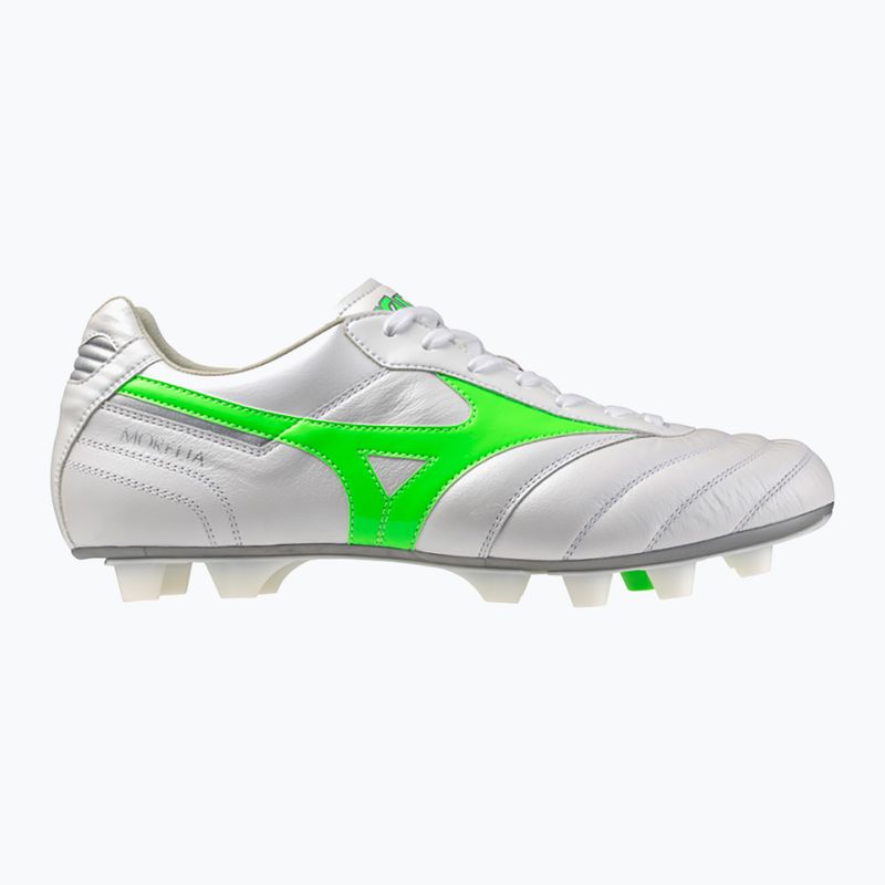 Fußballschuhe Herren Mizuno Morelia II Elite Md white/neon green/galaxy silver 8