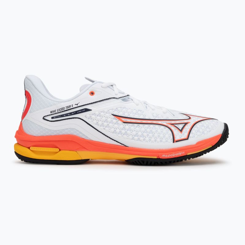 Herren-Tennisschuhe Mizuno Wave Exceed Tour 6 AC white/fiery coral 2/citrus 2