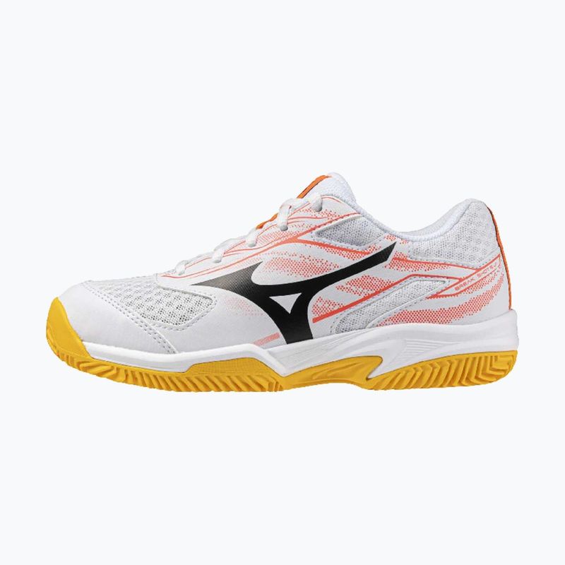 Kinder-Tennisschuhe Mizuno Break Shot 5 Jr CC weiß/calypso coral/citrus 8