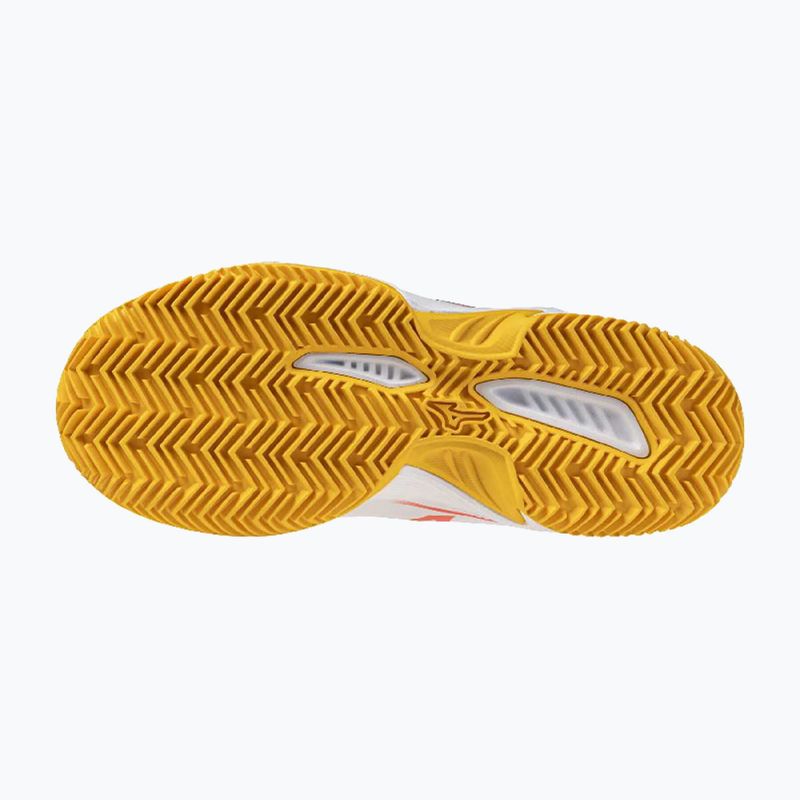 Kinder-Tennisschuhe Mizuno Break Shot 5 Jr CC weiß/calypso coral/citrus 9