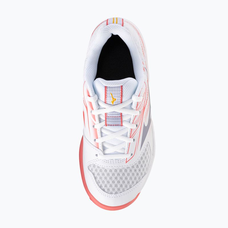 Kinder-Tennisschuhe Mizuno Break Shot 5 Jr CC weiß/blau granit/calypso coral 11