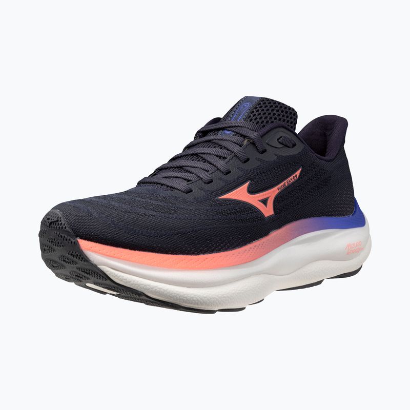 Damen Laufschuhe Mizuno Wave Sky 9 odyssey grau/striking coral/iris bloom 4