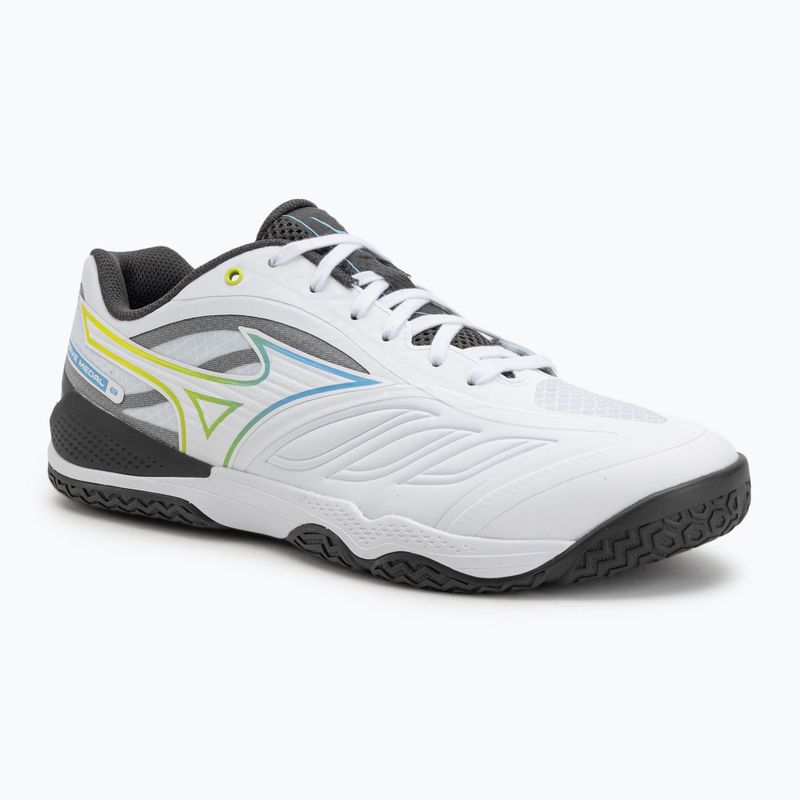 Tennisschuhe Mizuno Wave Medal 8 weiß/all aboard/schwarz sand